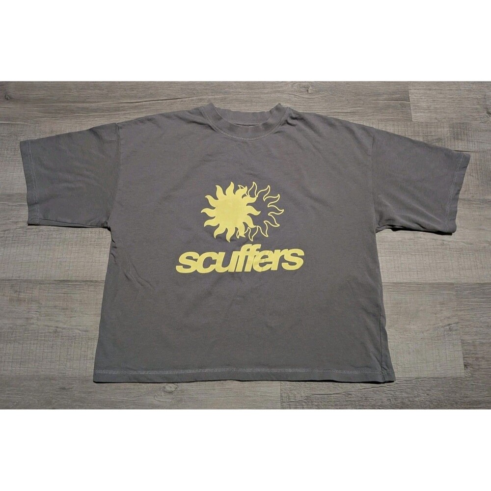 Scuffers Oversized T Shirt Women's Sz XS Logo Sun Gray